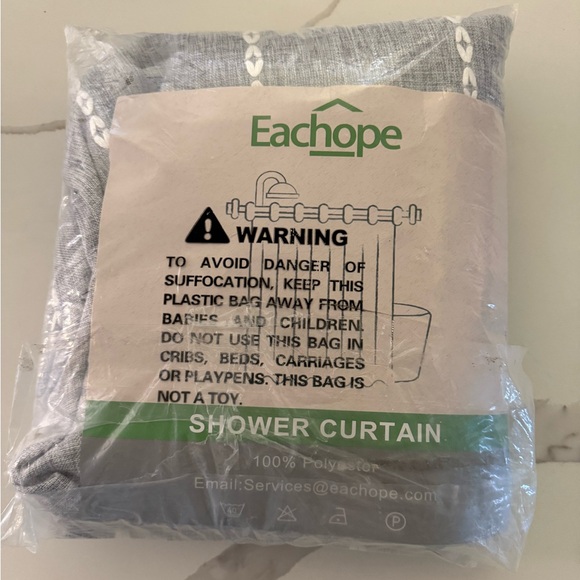 Eachope Grey Farmhouse No Hook Shower Curtain Boho Gray, Size 71x74 - Picture 9 of 9